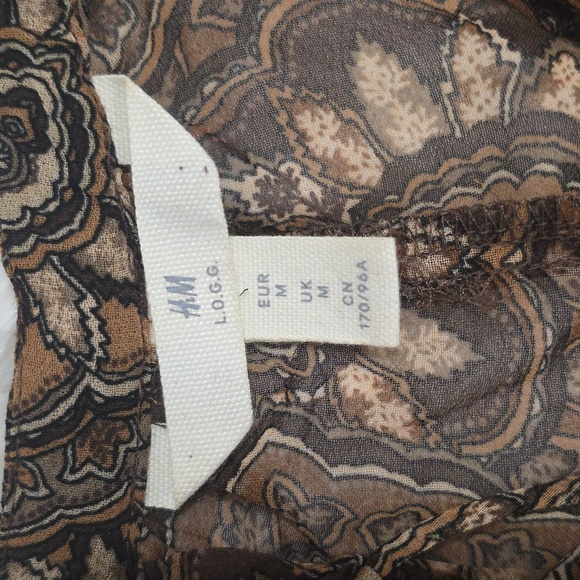 H&M Brown Floral Long Sleeve Dress. Size M. - Picture 2 of 6